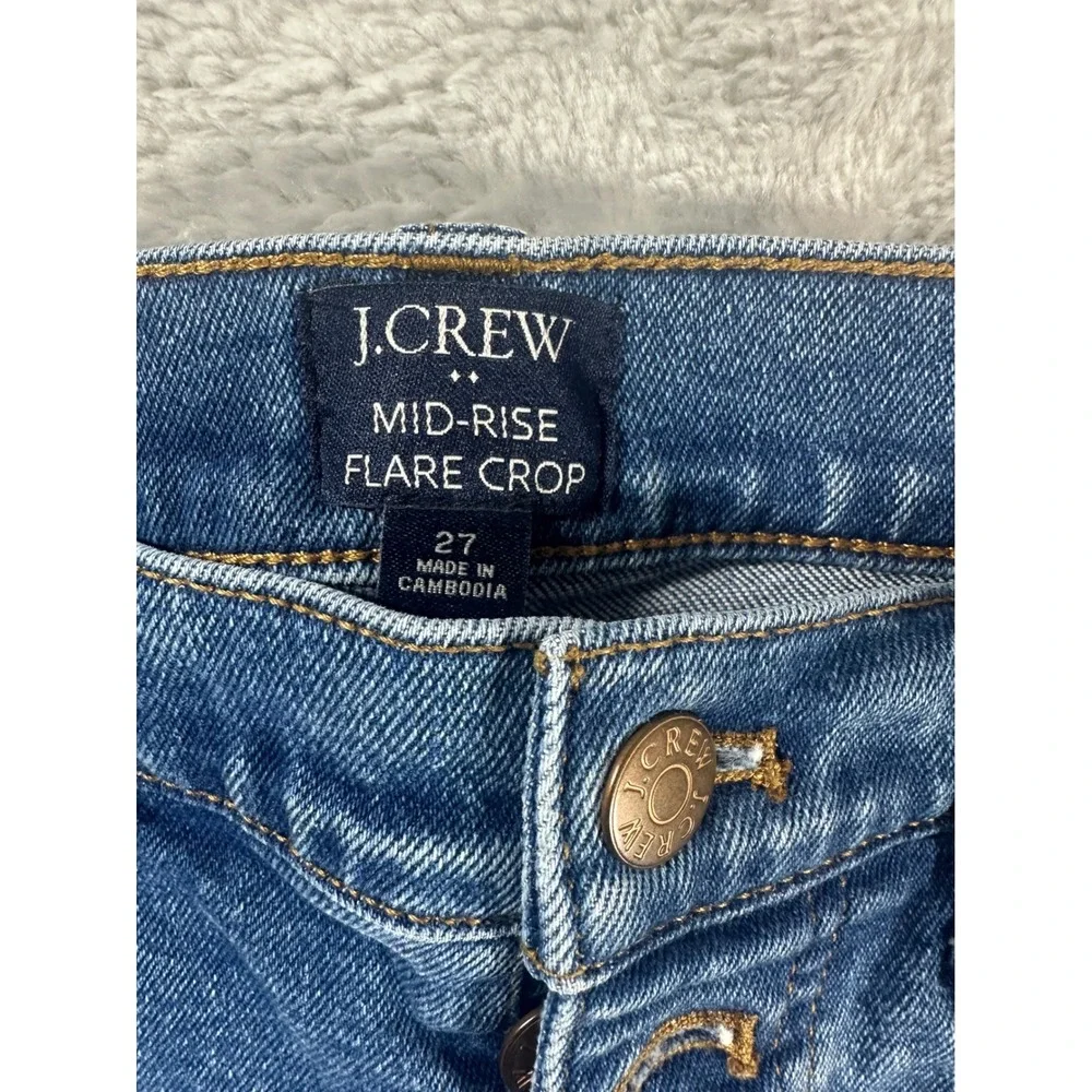J.‎ Crew Mid Rise Flare Crop Jeans Button Fly Denim Size 27